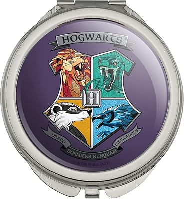 GRAPHICS & MORE Harry Potter Hogwarts Crest Stain Glass Compact Travel Purse Handbag Makeup Mirror