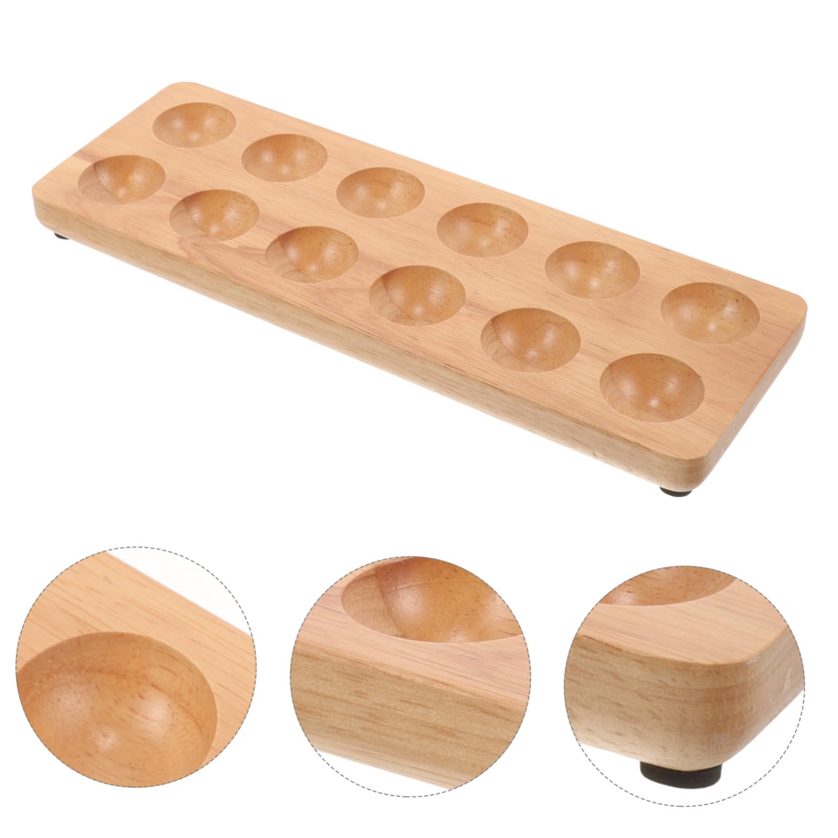 Bandeja de Madera para Huevos 12 Agujeros, Beige