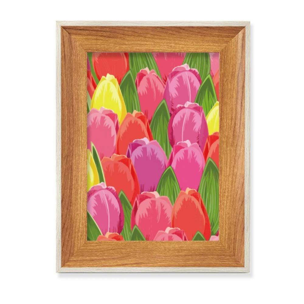 Cadre de photo en bois avec peinture tulipe aquarelle stable