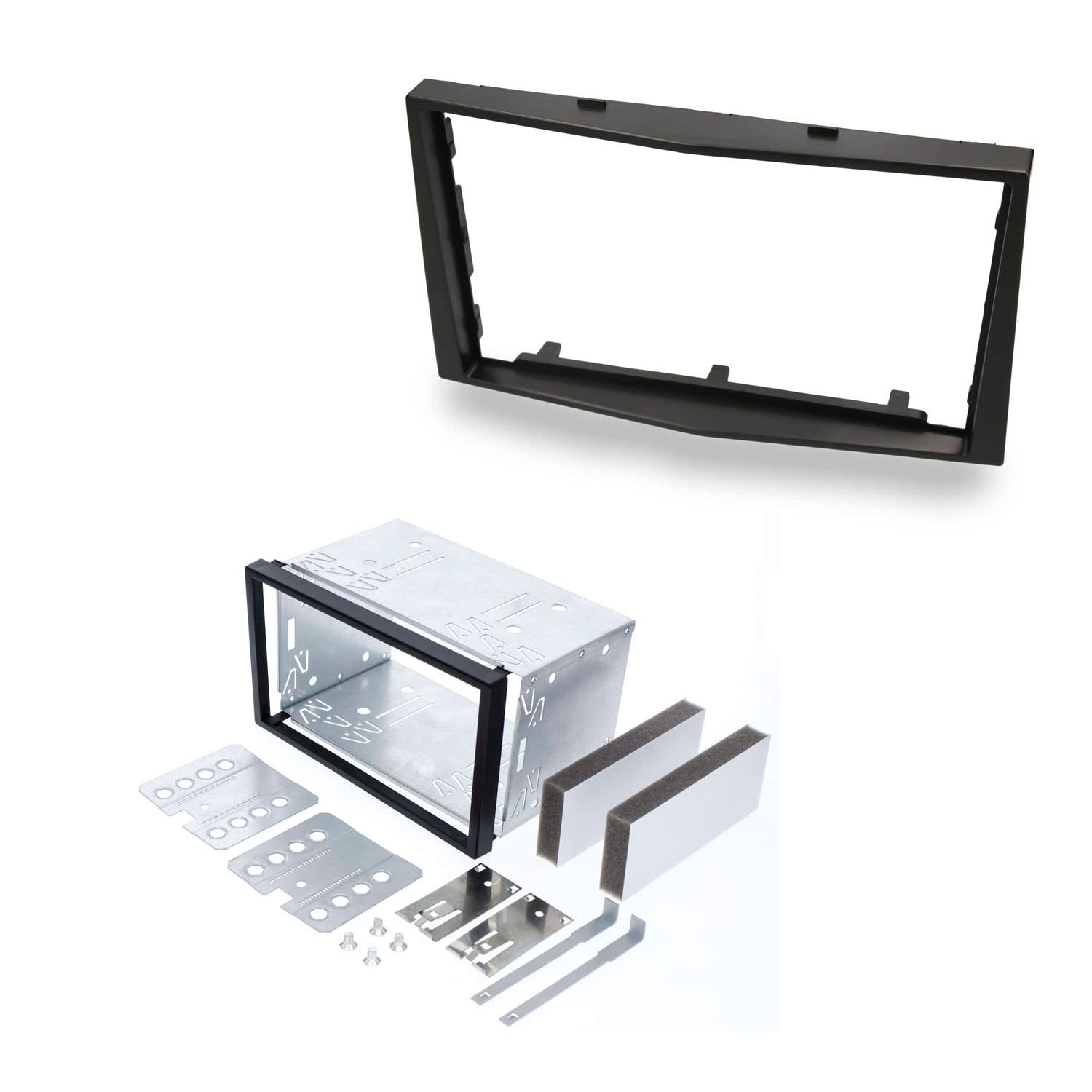 Audioproject A449 - Autoradio Radioblende Set Doppel DIN kompatibel mit OPEL Corsa D Astra H Zafira B Tigra Antara Vivaro 2-DIN Metall Einbauschacht Auto-Radio Blende schwarz