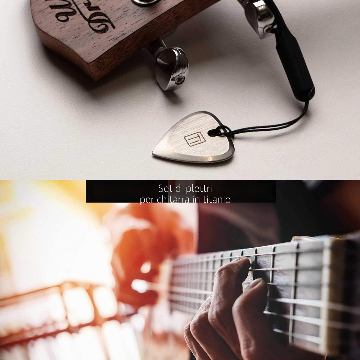 GPCA Plettro per chitarra in titanio, spessore 3 mm, per chitarra, basso e ukulele, viene fornito con cinturino da polso, accessori indispensabili per chitarra, regalo per musicisti e amanti della