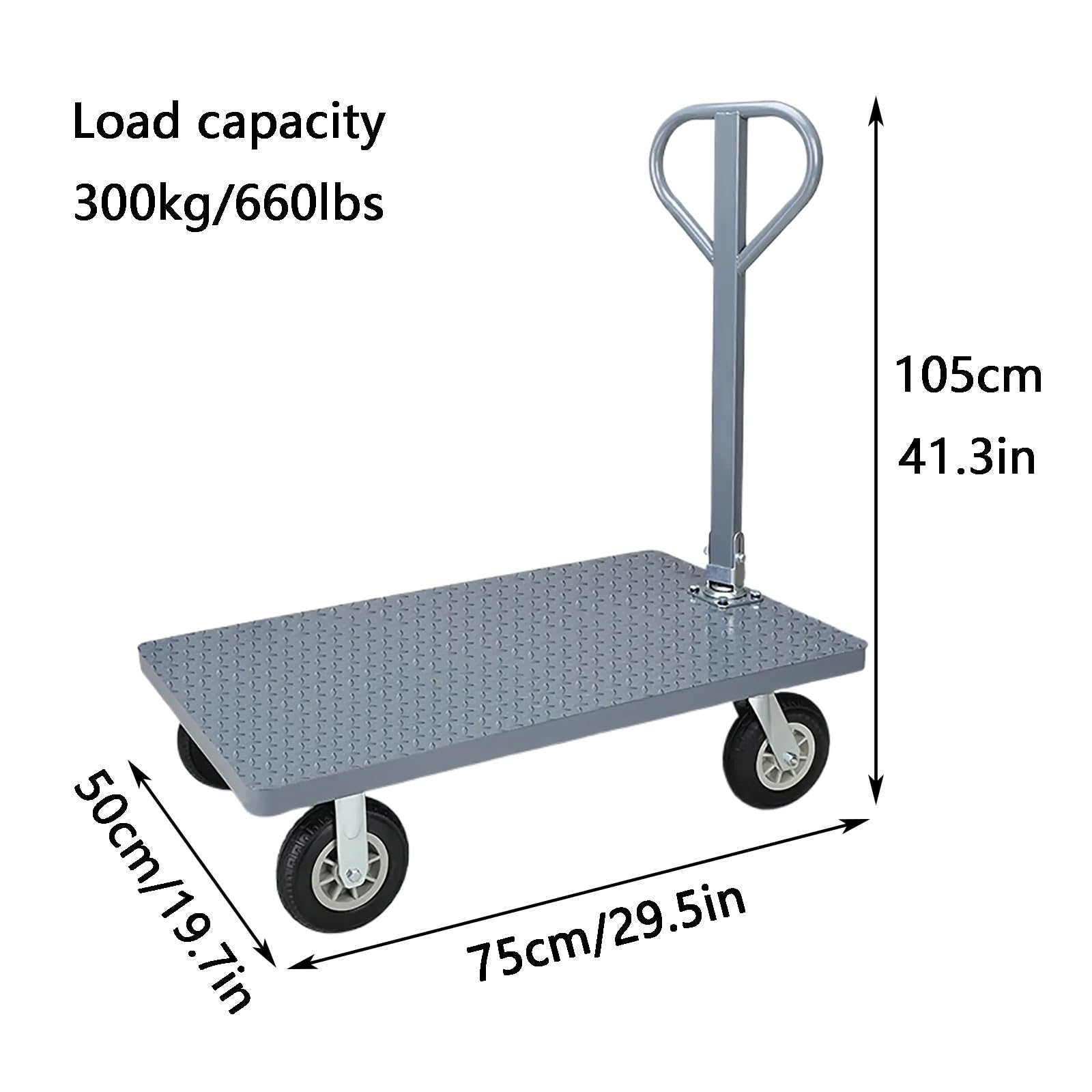 Hochleistungs-Plattformwagen, Faltbarer Schubwagen, mit Rädern, Drehbarem Handlauf, Robust und Langlebig, Geeignet für Zuhause/Lager/Baustelle(Small)