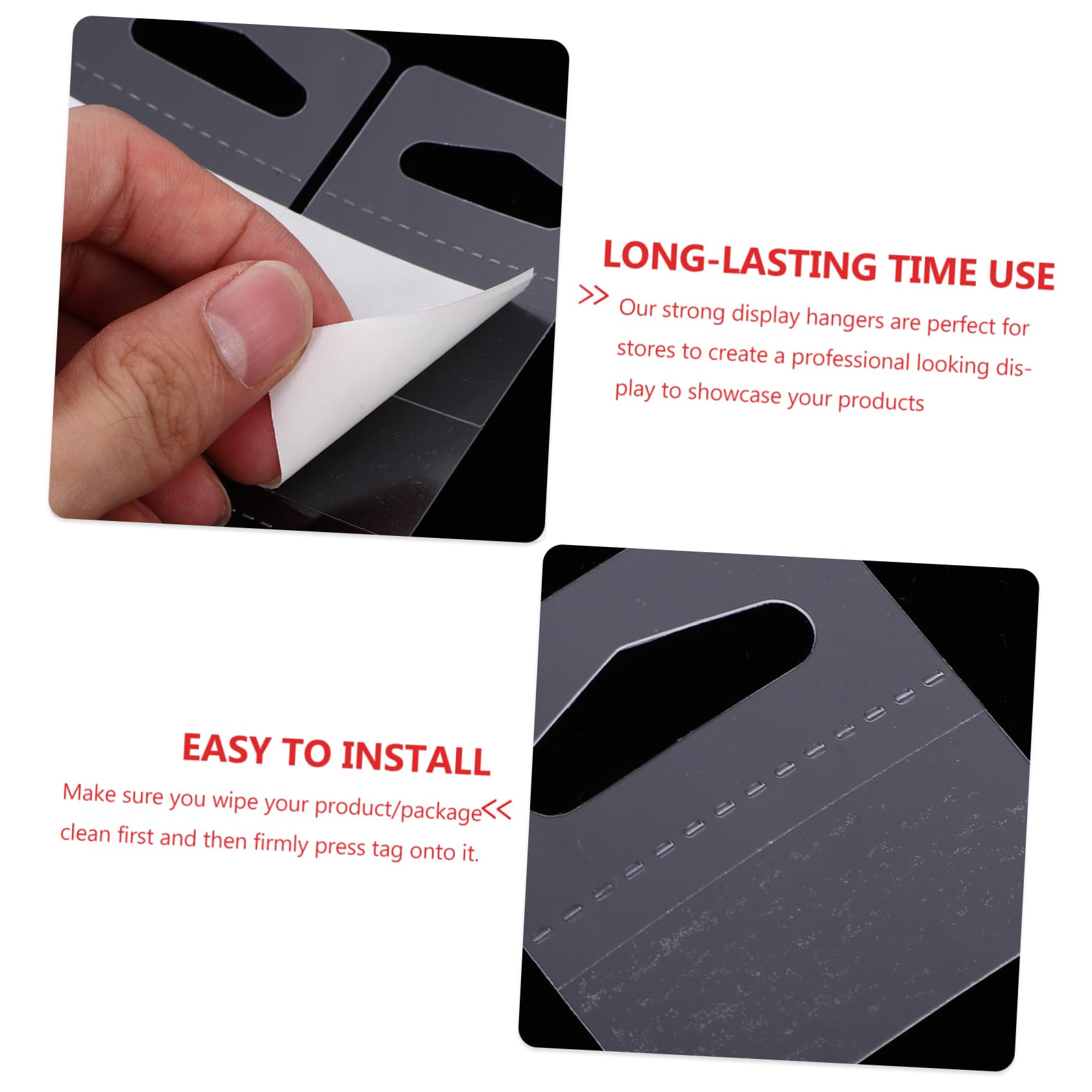 GRIRIW Retail Display Hanging Tags 200pcs Plastic Adhesive Tabs Store Hooks Self-Adhesive Hanger Labels Easy to Peel