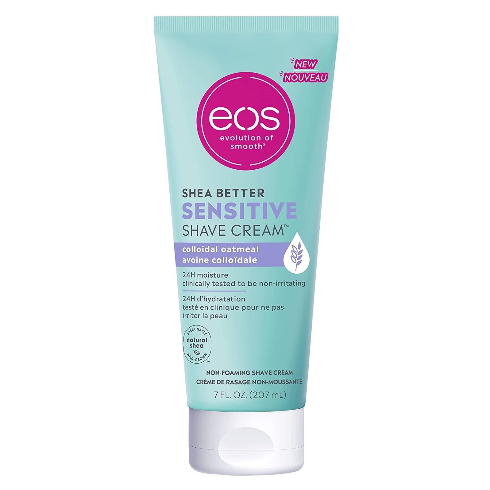 eosShea Better Sensitive Shaving Cream, Women's Shave Cream, Fragrance-Free, Skin Care and Lotion with Colloidal Oatmeal, 24-Hour Hydration, 7 fl oz