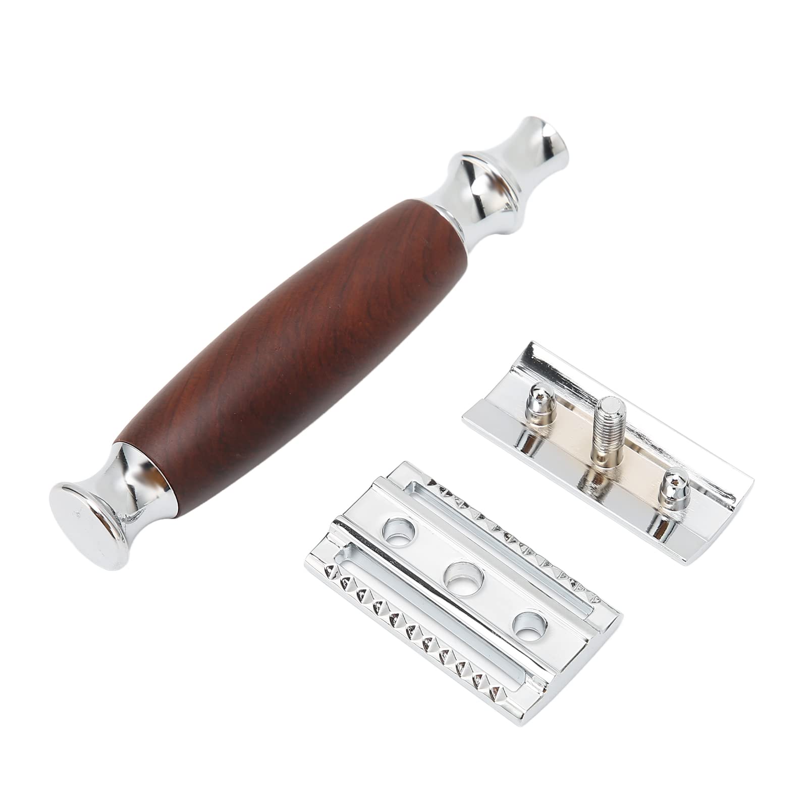 Doppelkanten-Sicherheitsrasierer für Männer, Ergonomischer Manueller Rasierer mit Holzgriff, Sanfte und Gründliche Rasur für zu Hause und auf Reisen, Zinklegierungsmaterial