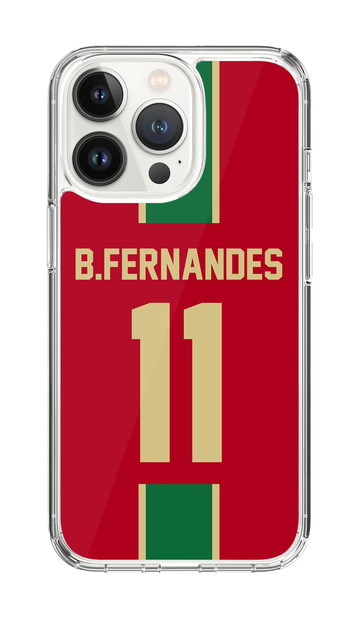 Stylizedd Classic Clear Case for Apple iPhone 14 Pro, Hybrid Soft Case Flexible Edges Anti Drop TPU PC Gel Thin Transparent Cover - Football Team - Portugal, Player Name - B.Fernandes