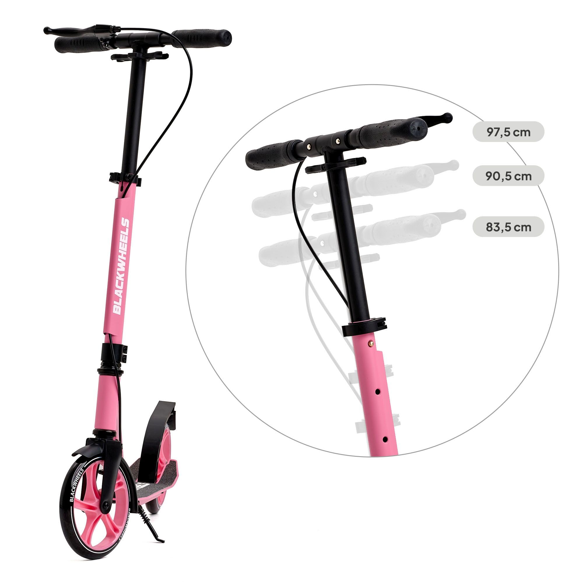 Blackwheels Orio Monopattino Pieghevole da Città – Ruote Grandi 200mm, Regolabile, Leggero in Alluminio, Cinghia Trasporto, Deck Antiscivolo, ABEC 7, Comodo per Adulti e Ragazzi