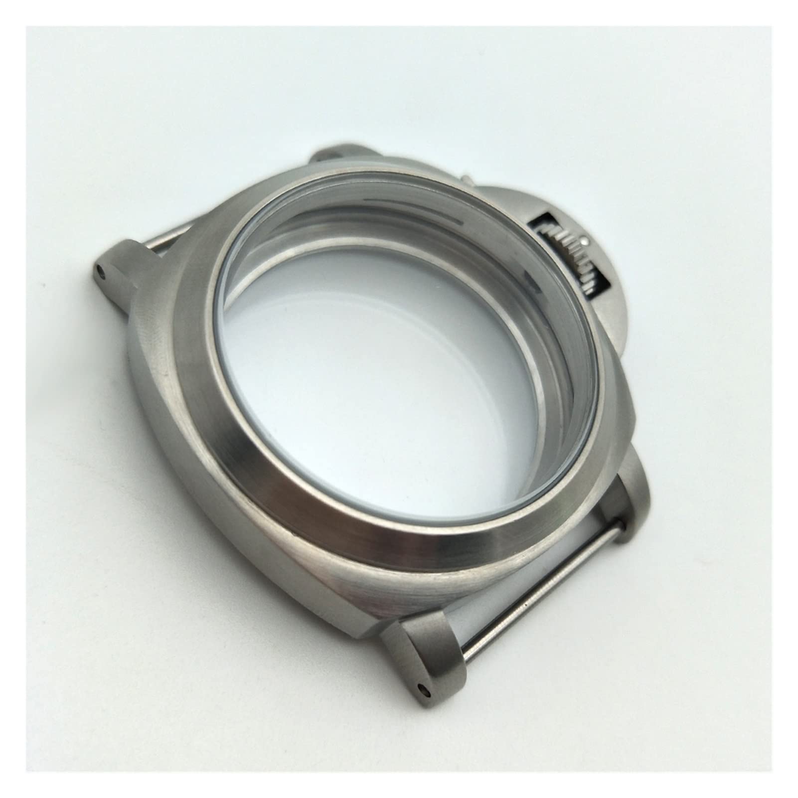 Caja de Acero Inoxidable Cepillado Plateado de 44 mm, Cuerda Manual, Compatible con el Movimiento Eat 6497/6498.