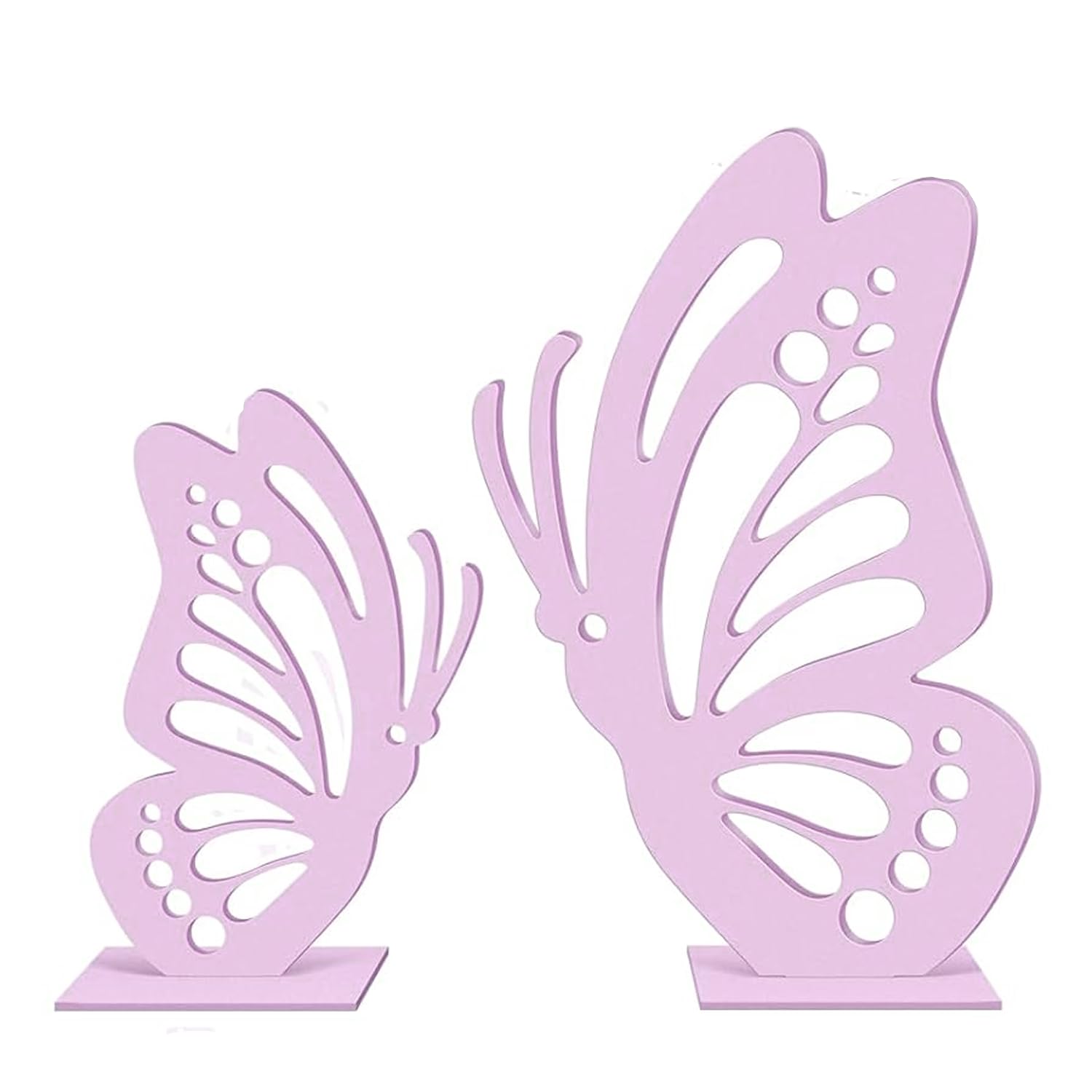 Large Wooden Butterfly Decorations, 2.95 ft and 1.97 ft Butterfly Shape Craft for Baby Shower, Birthday, Wedding, Party Backdrop, Freestanding Wood Butterfly Crafts Pink