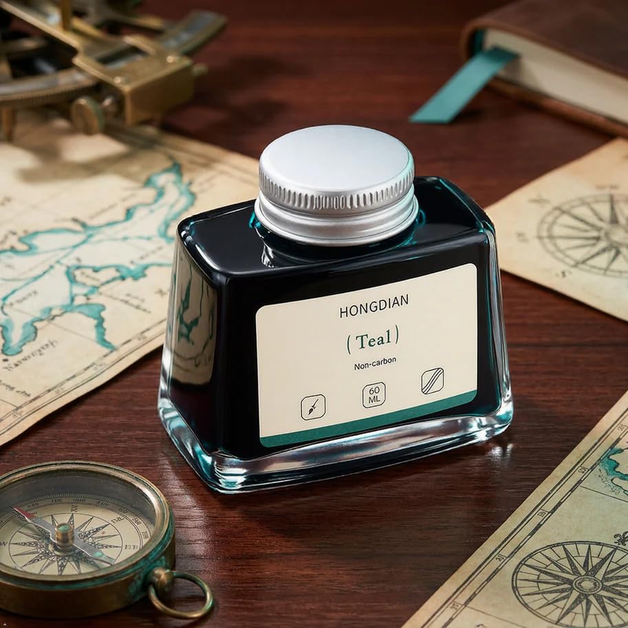 Image of HONGDIAN, Ink Bottle - Non Carbon | Teal | 60ml Premium Writing Ink.