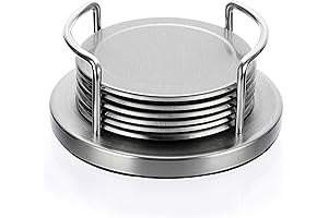 JUXYES Stainless Steel Metal Coasters Set