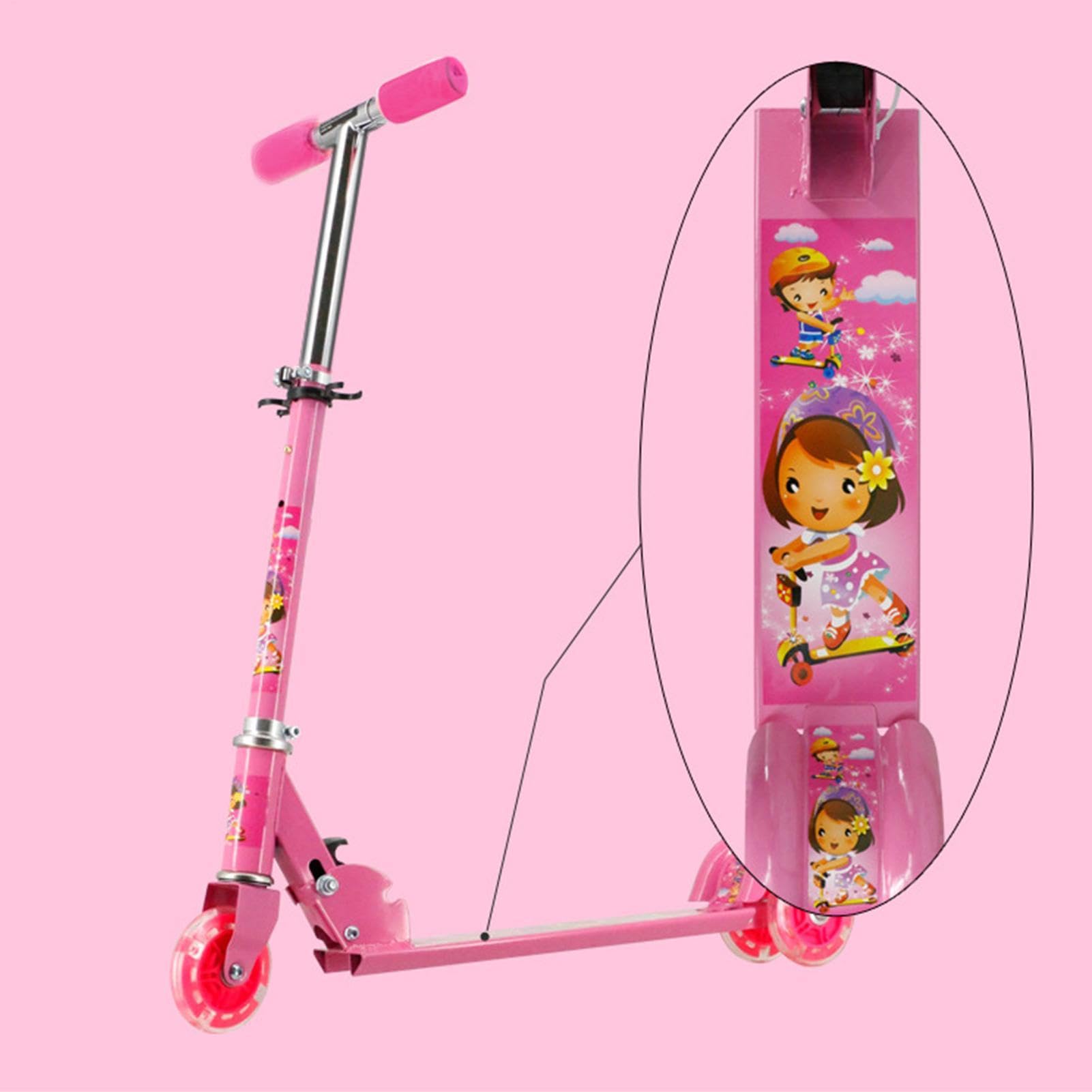 Monopattino A Spinta Giocattolo Pieghevole Con Ruote LED | Monopattino Sportivo Leggero Per Sport All'Aperto Passeggiate Parchi Viaggi Campeggio Vacanze Ragazzi Adolescenti Età 3-10