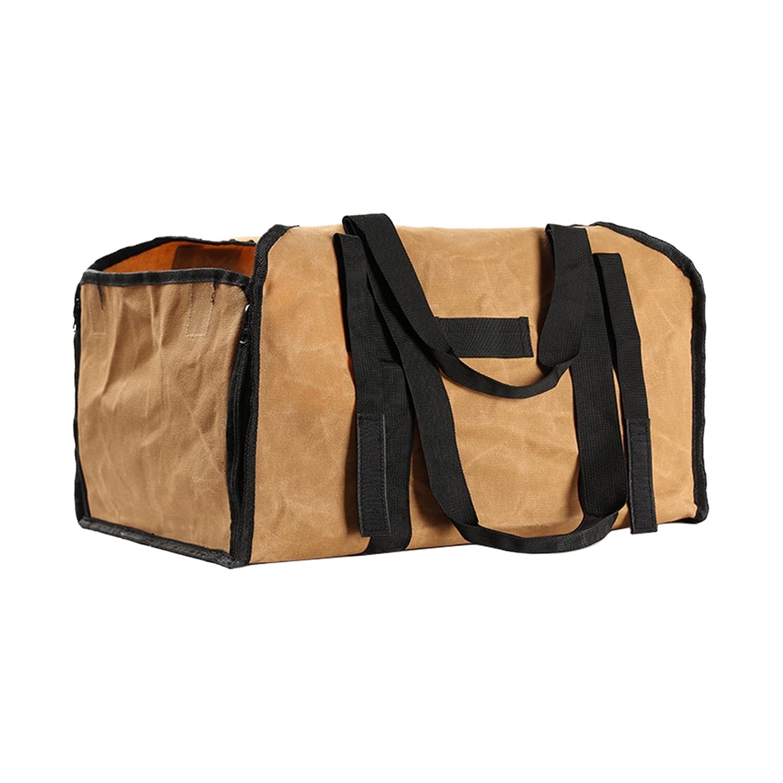 Canvas Firewood Log Carrier, Firewood Tote Bag Khaki Wax Canvas Carrier Logs Camping BBQ Picnic Storage