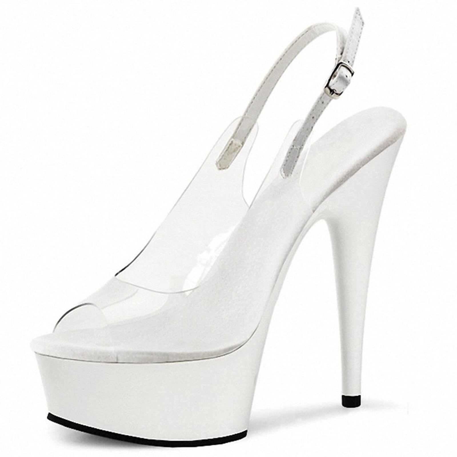 Tacchi Alti da Donna Piattaforma Trasparente Peep Toe Décolleté Tacco a Spillo Slingback Party Dress Office Scarpe di Moda