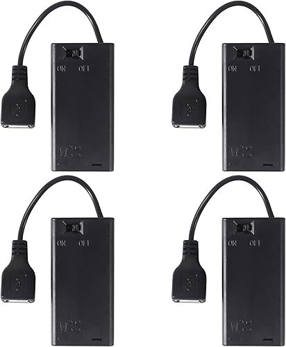 4 soportes de batería AA, 2 cajas de batería de 1.5 V con cable USB, interruptor de encendidoapagado para relojes de pared, radio, juguetes para