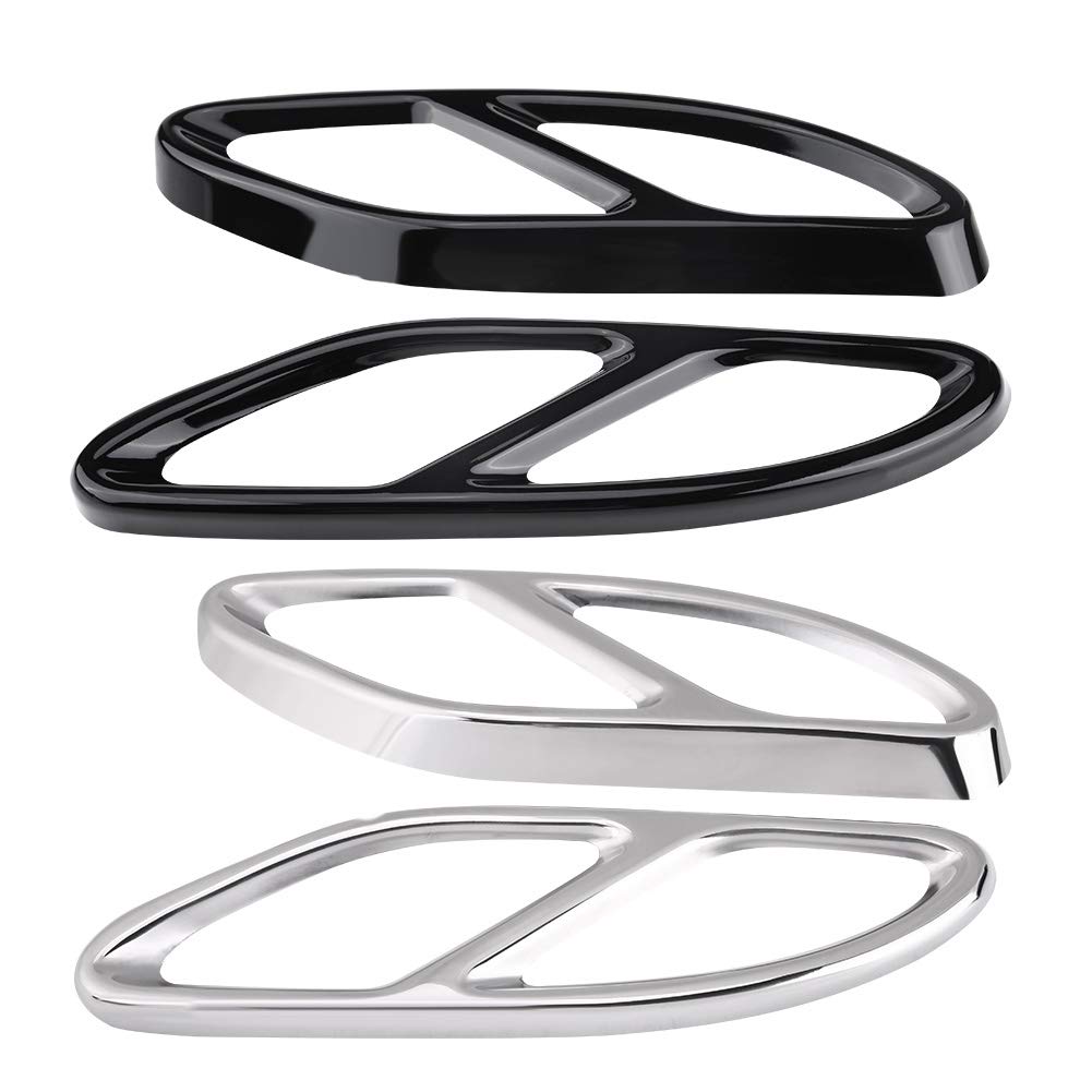 Embellecedores de escape, cubierta del tubo de escape 1 par de embellecedores de la cubierta del tubo de escape del silenciador de escape para Mercedes-Benz GLC C Clase E C207 Coupe 14-17(Plata)