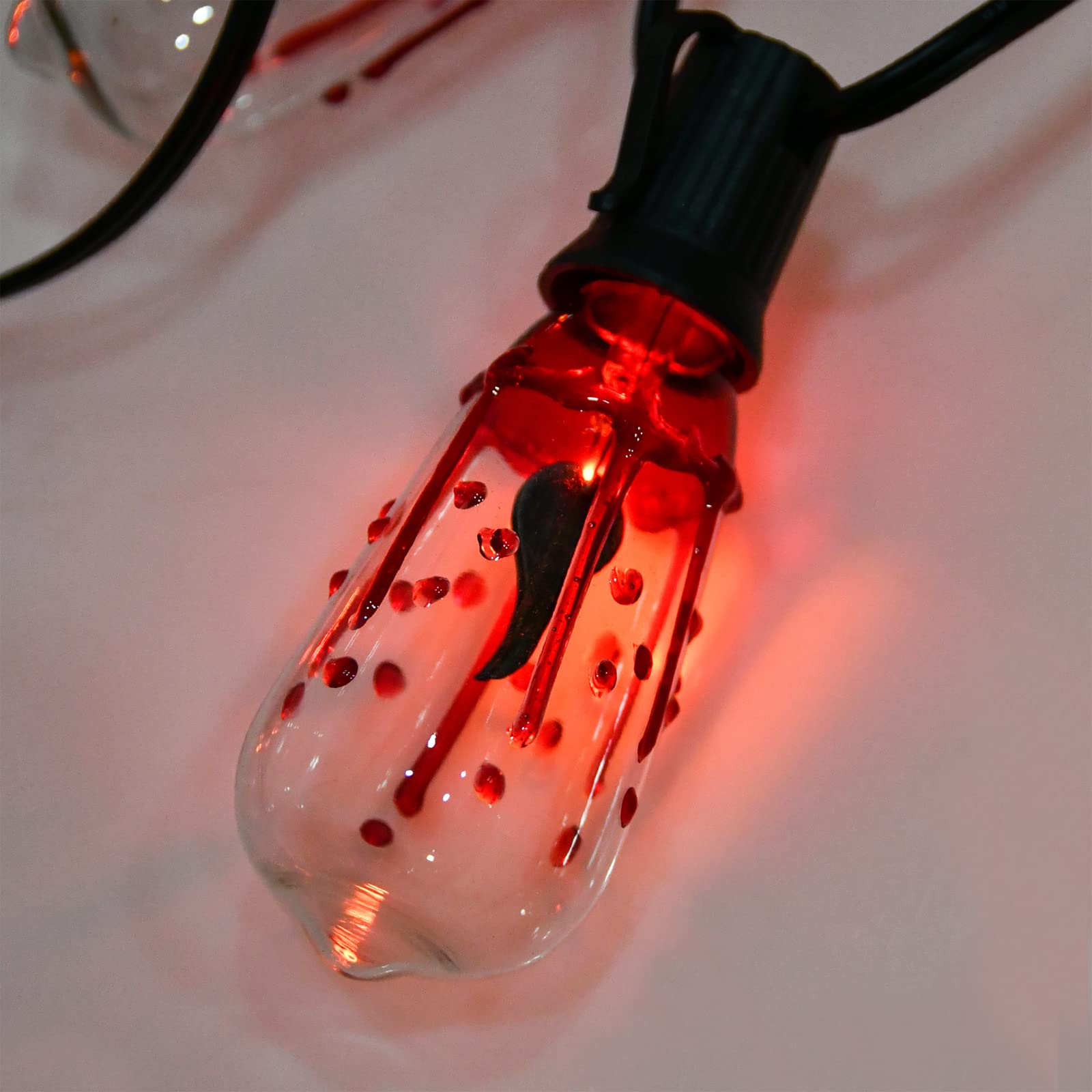 Lampadine a fiamma vibrante ST40, lampadine di ricambio a forma di goccia di sangue, lampadine a LED Edison, arancioni con fiamma rossa, per Halloween, da 1 W a base centrale E17 (confezione da 10)