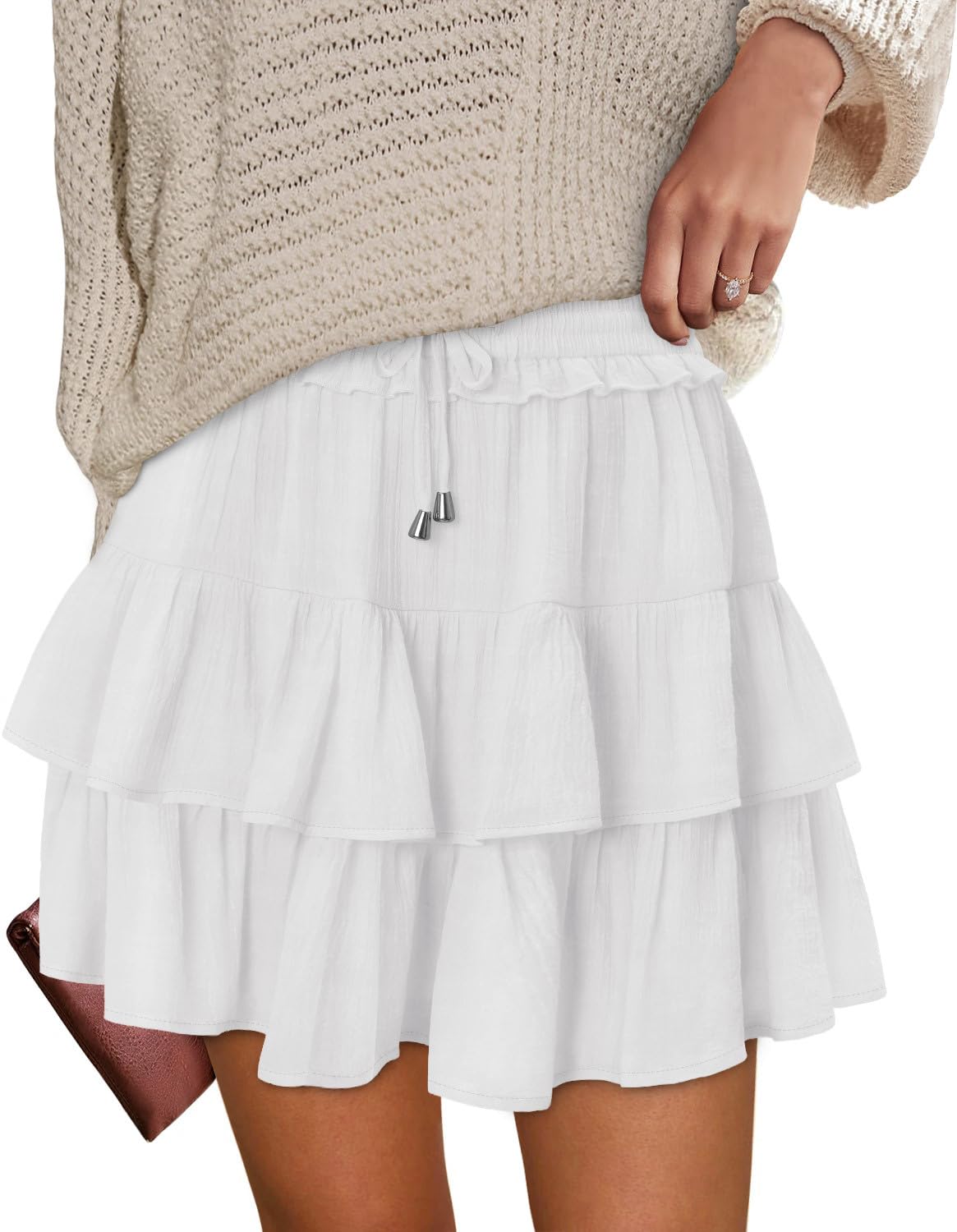 onlypuff Flowy Shorts for Women Ruffle Skorts Tiered Teen Girls Country Concert Outfits Golf Tennis Skort Under Sweater