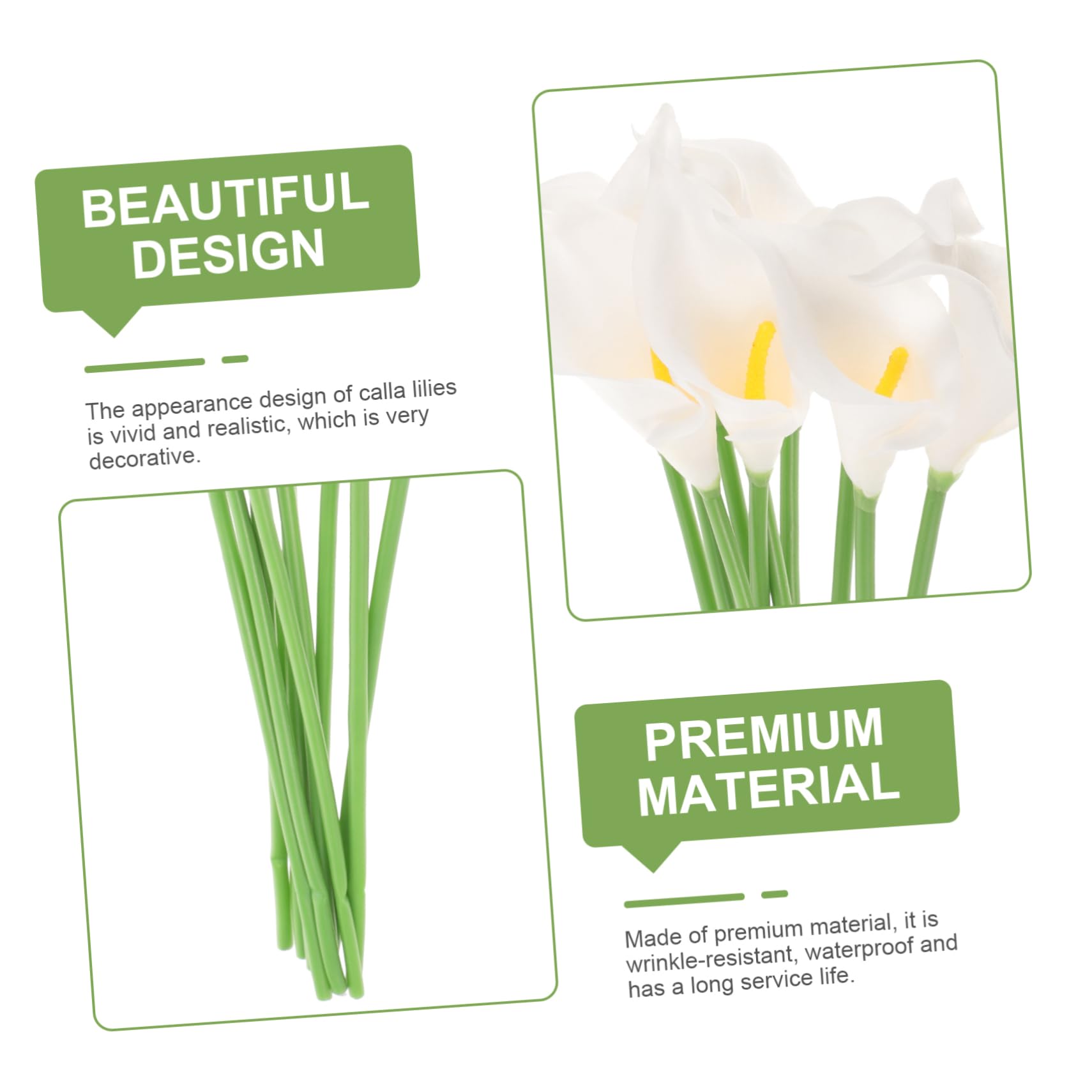 Abaodam Künstliche Calla Lilien Weiß aus PU 10 Stück für Hochzeit