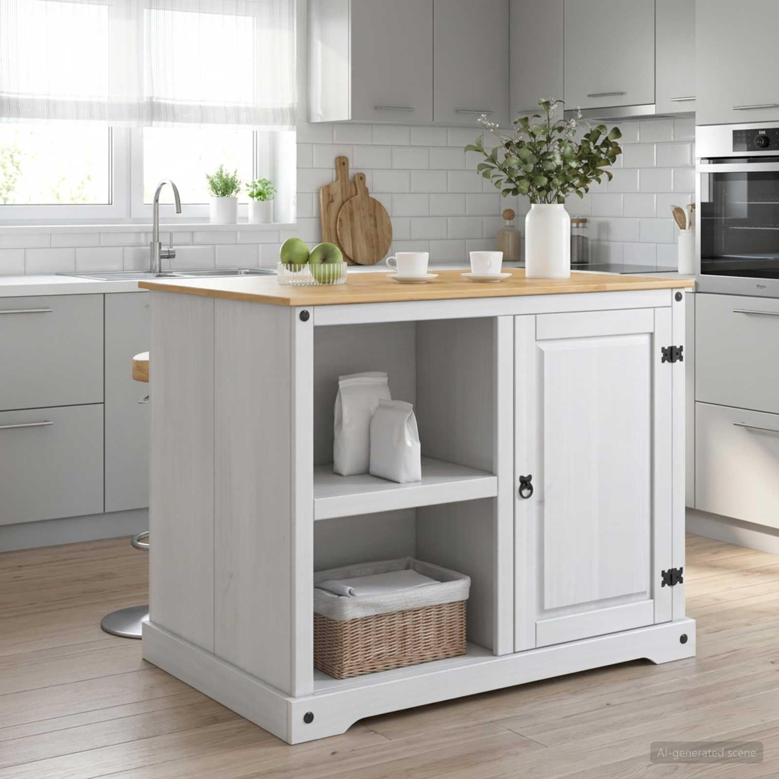 Juego de Isla de Cocina 2 uds. y Cera de Miel Pino Macizo, Islas de Cocina, 47.92 kg-3425383