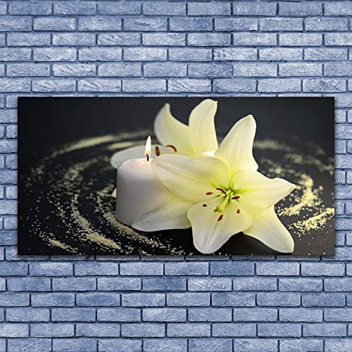 Tableau déco mural moderne fleur floral acrylique 140x70cm pour mur vide - 3