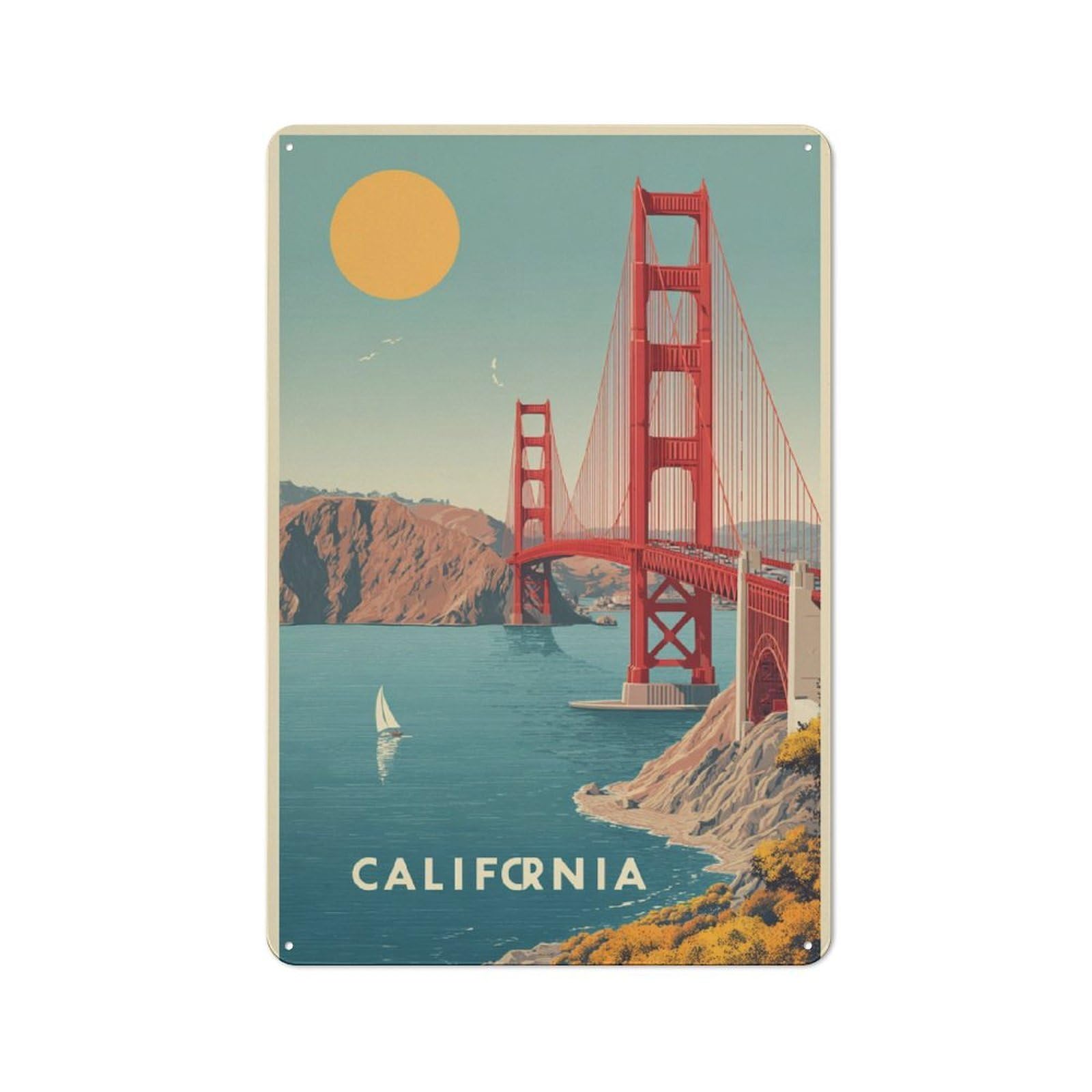 Junmoney California Dream Vintage Metal Sign 30X20cm For Guest Room Or Hallway, Suited To Guest Room Decorators
