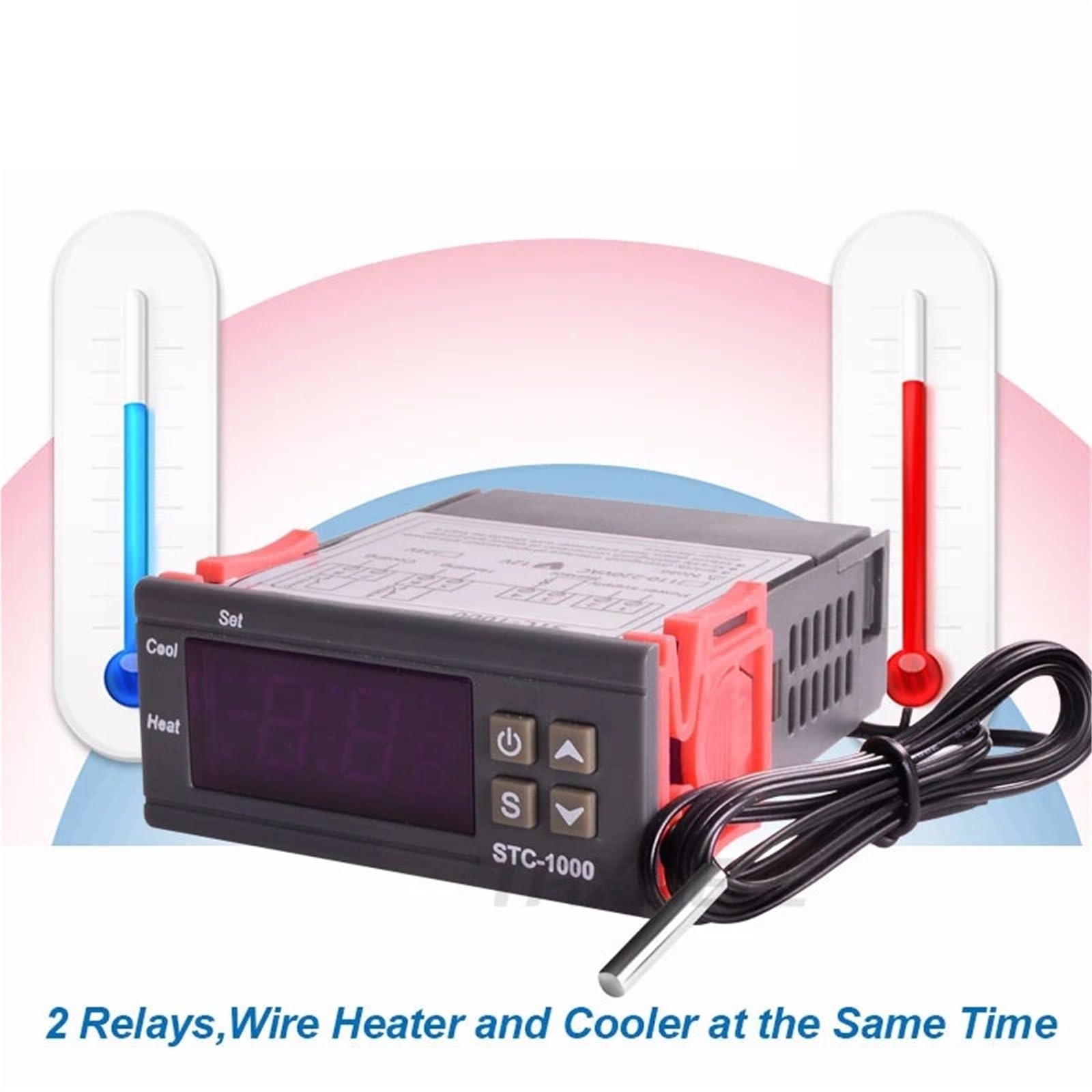 Regolatore di temperatura digitale STC-1000 220V 12V due relè Regolatore termostato for incubatore Riscaldamento Raffreddamento Termoregolatore(STC-1000 110-220 VAC)