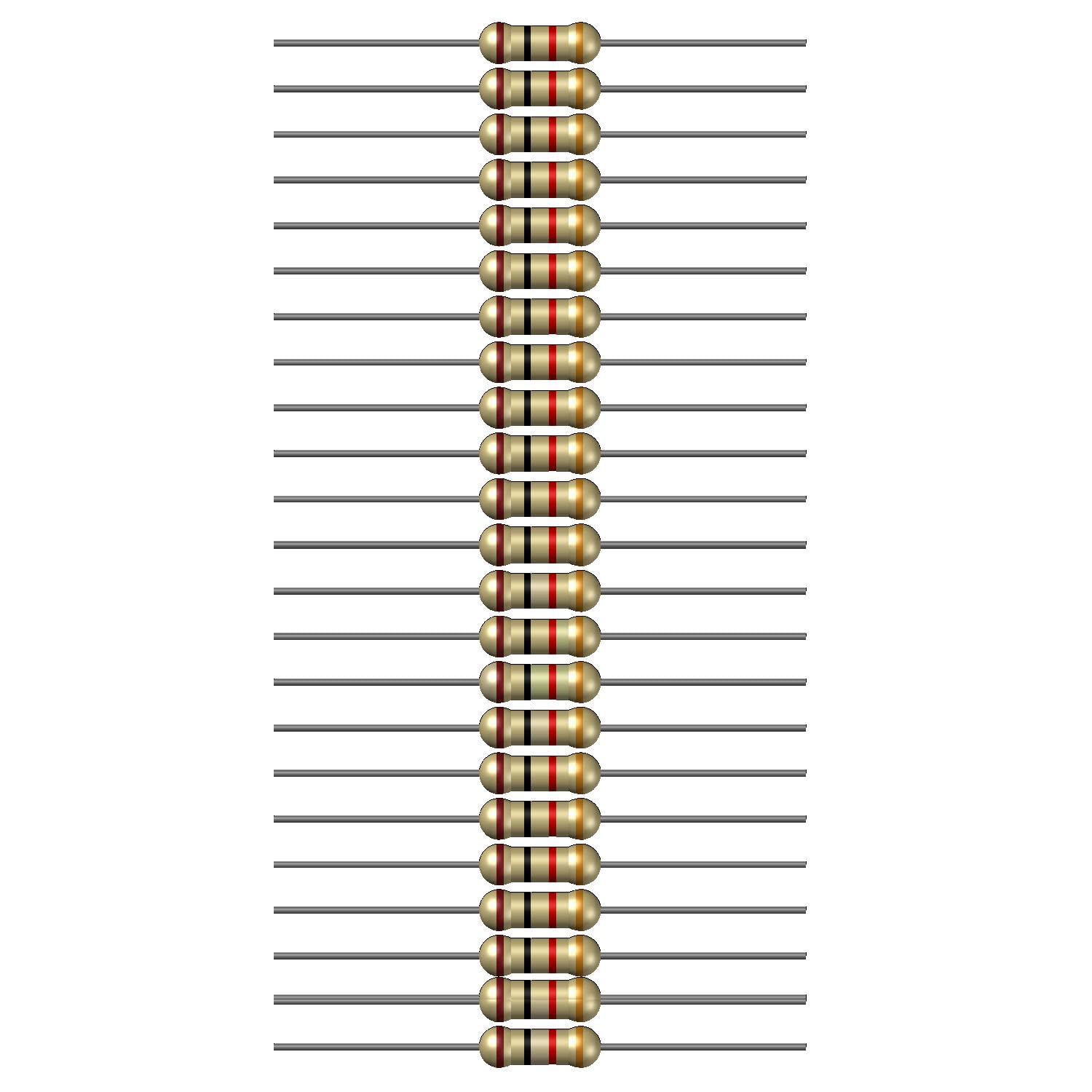 1k ohm resistor 1/4w 5% tolerance, pack of 100 (1k ohm)