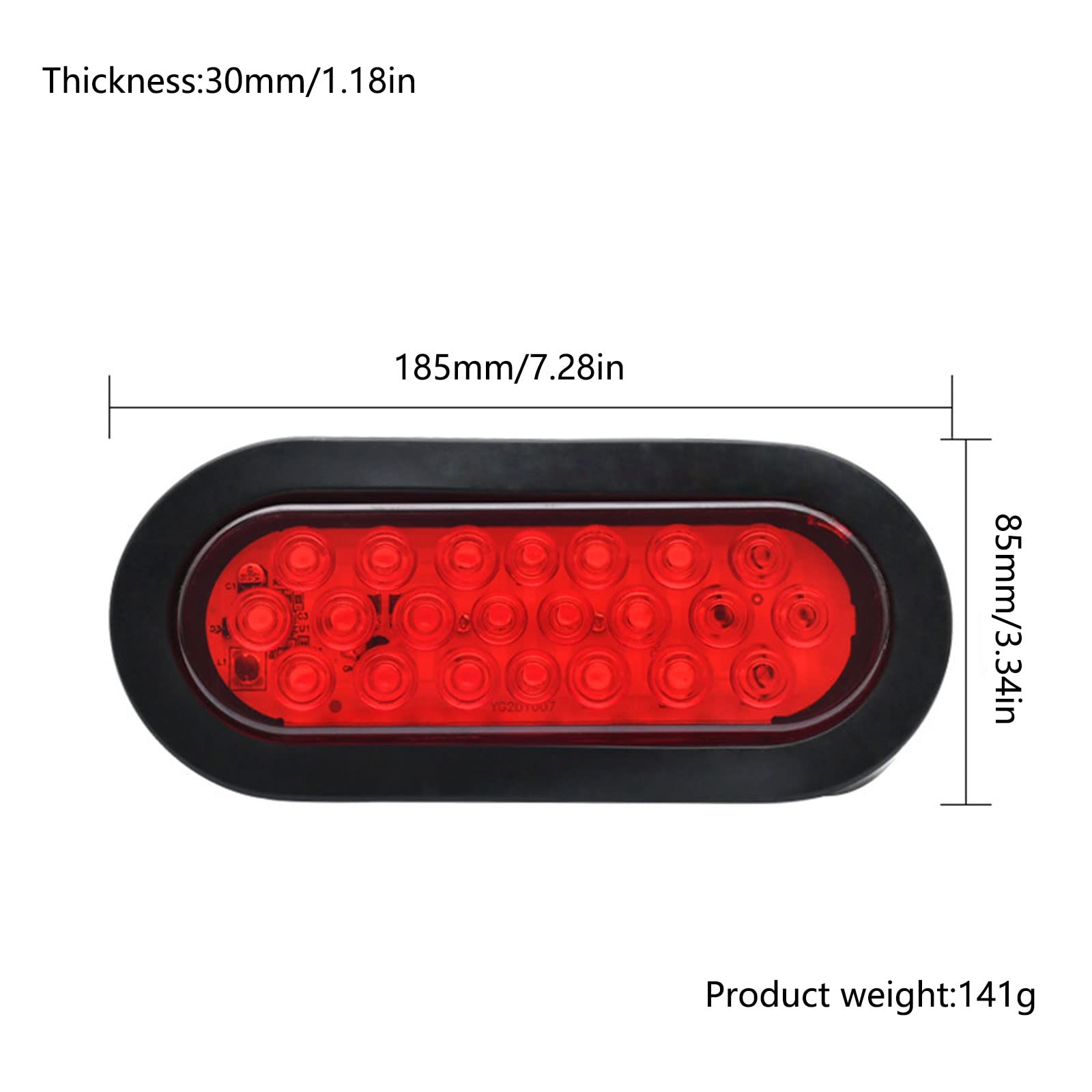 Oval Trailer Lights Super Bright 6 Inchs 22LED Brake Turn Stop Marker Reverse Tail Lights Waterproof for Truck Trailer Trail RV Bus Boat,Red Light,4Pack