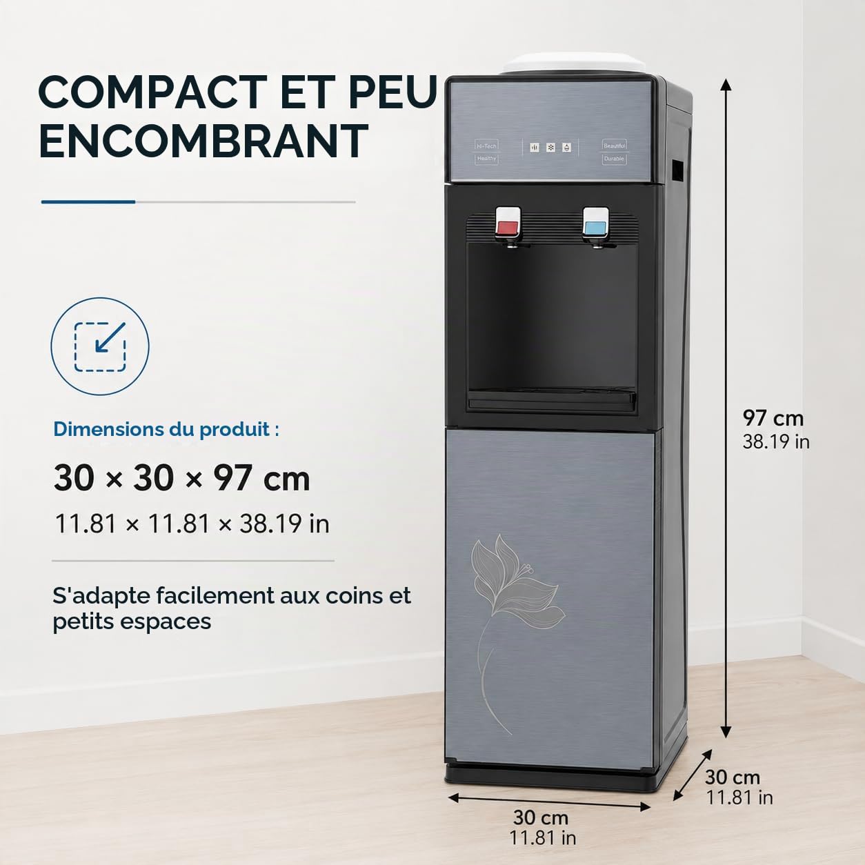 Distributeur d'eau Fontaine à Eau électrique avec Indicateur Et Et casiers Distributeur d'eau Froide pour La Maison,pour Bureau, Maison, Salon, Chambre à Coucher