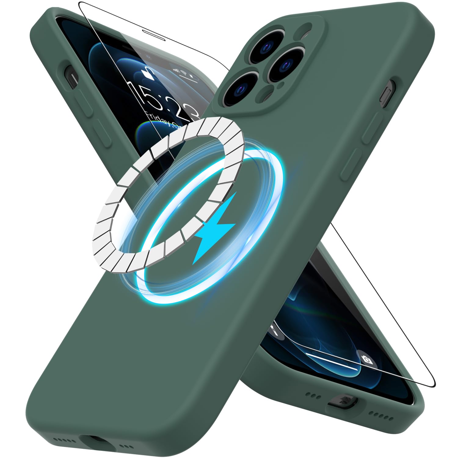 DEENAKIN for iPhone 13 Pro Max Case Silicone with Screen Protector - [Compatible with MagSafe] - Camera Protection - Slim Fit Protective Magnetic