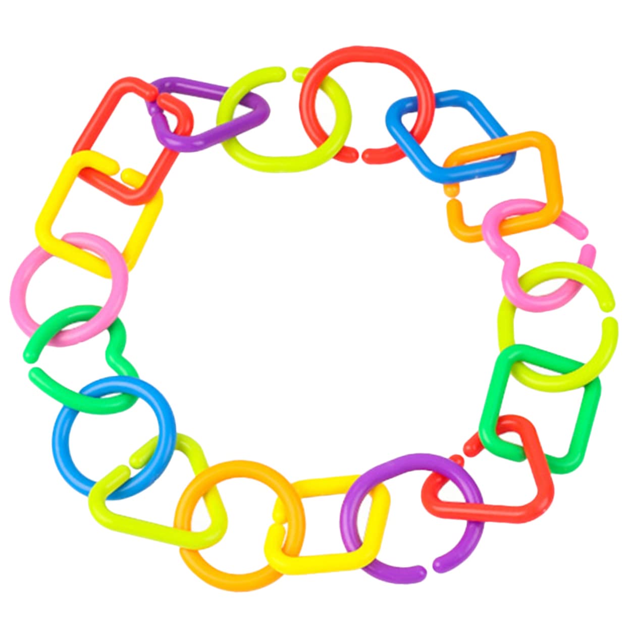 CORHAD 75pcs Soft Play Equipment for Toddlers Geometric Link Ring Toys Fidget Toy Style