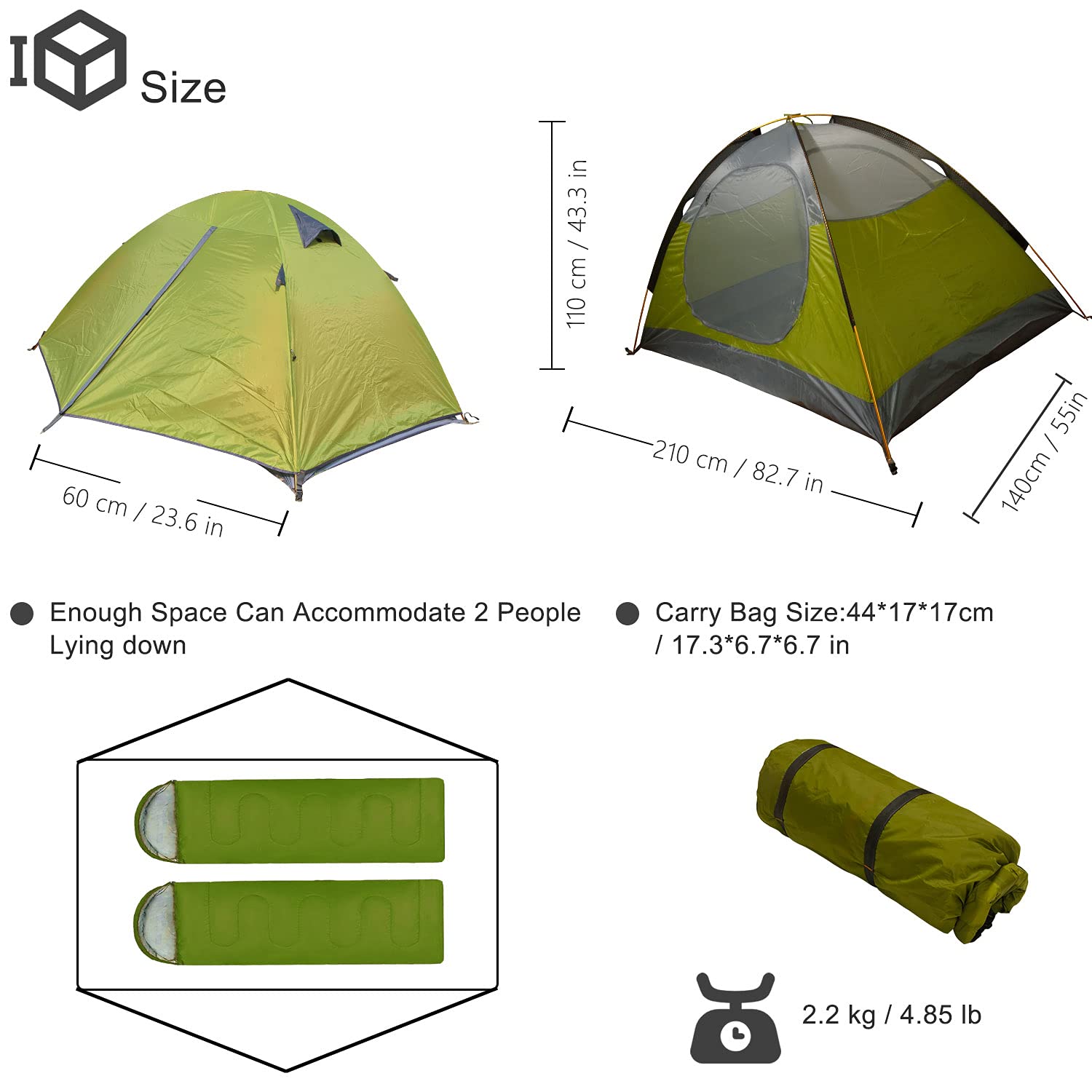 Amazon.co.jp: FLYTOP 2人用 3~4シーズン テント キャンプ用 グリーン