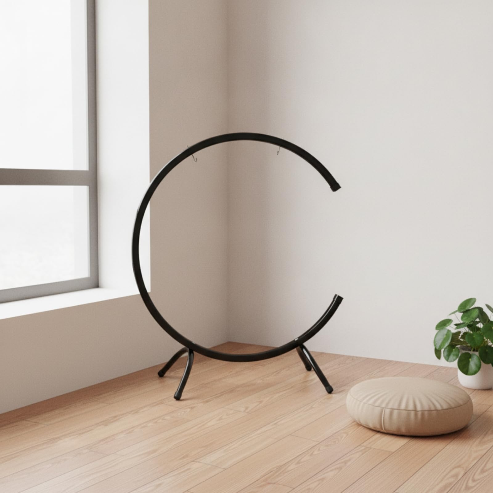 Supporto in Met Telaio Finitura Nera Opaca Strumento per Musicoterapeuti, Insegnanti di Pratiche di, per Gong da 50-60cm