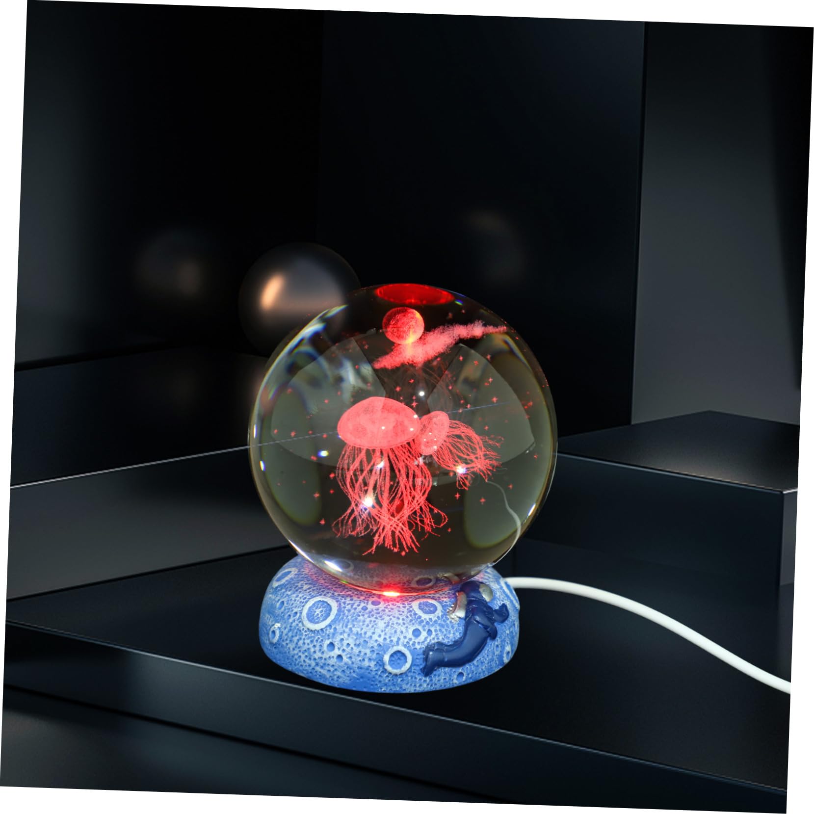 Lampada Sfera di Cristallo 3d Illuminazione a LED Usb, Luce Notturna Portatile a Cambiamento Graduale di Colore per Camera da Letto Elegante e Leggera