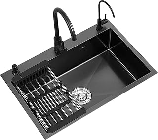 YWTT Évier de Cuisine carré, évier gastronomique encastré en Acier Inoxydable 19,6 ''x 15,7 '' avec raccords de Drainage et Panier de Drainage, Conception insonorisante