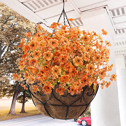 Agusbagli 10Pcs Artificial Fall Flowers Outdoor Autumn Fake Flowers Uv Resistant Faux Plastic Greenery Shrub Plant For Wedding Home Garden Window Box Fireplace Thanksgiving Christmas Decor Orange #TOP2