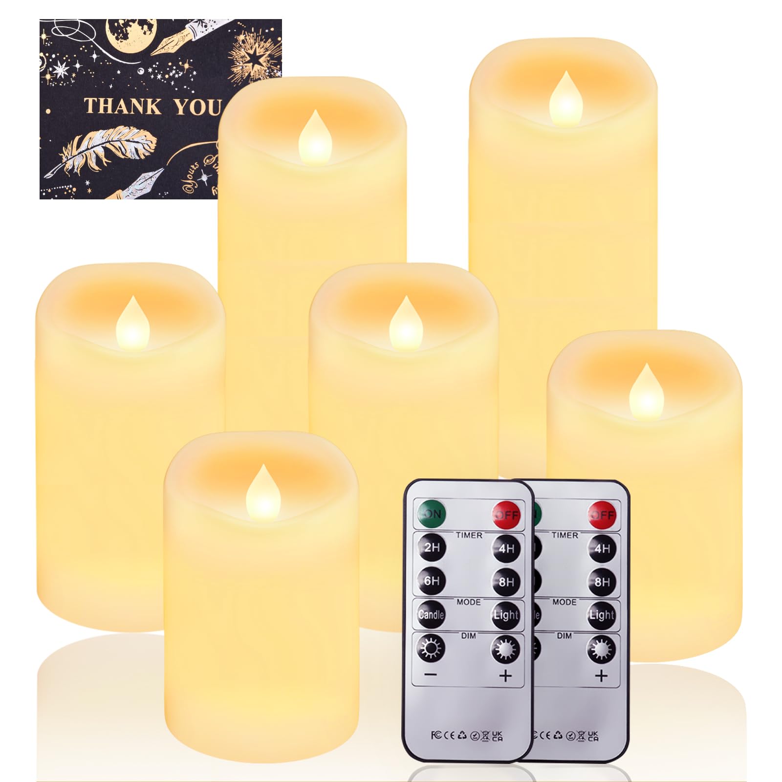 UCAMP Velas LED Recargables,Juego de 6 Velas de té LED,Velas Eléctricas con Luz Parpadeante,Velas Artificiales Realistas a Pilas,para Bodas,Fiestas,Festivales,Decoraciones de Navidad