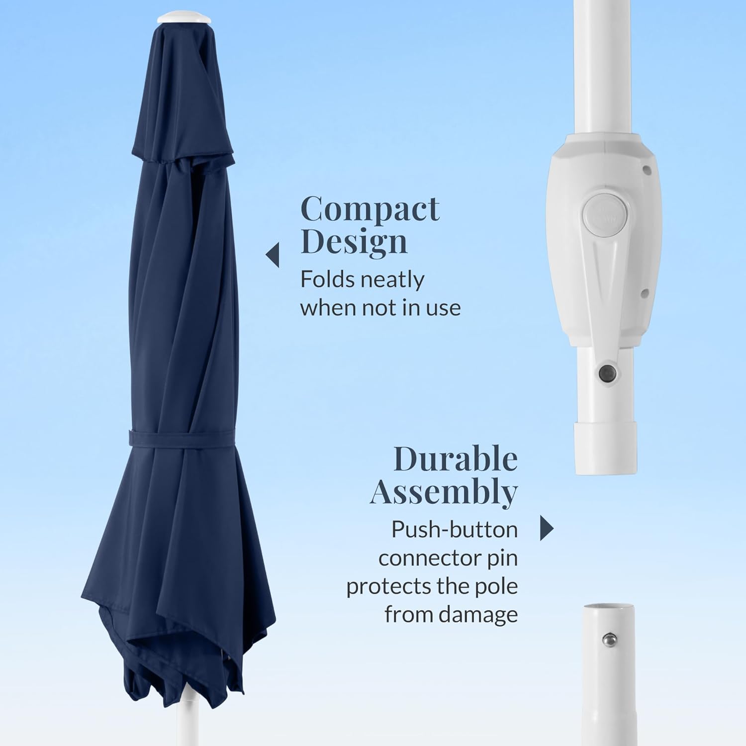 Best Choice Products 7.5ft Patio Umbrella White Pole, Outdoor Market Umbrella with Push Button Tilt and Crank Lift, Steel Pole Umbrella for Backyard Patio Garden Pool Outdoor Shade - Navy