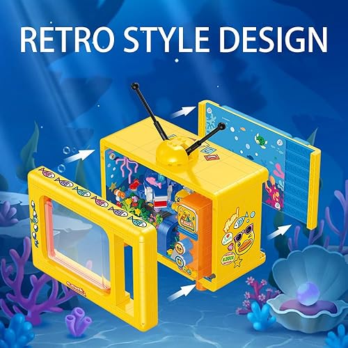 Miniatura 6 de Juego de construcción de TV, animales submarinos, modelo de juguete para niños de 6 a 12 años, 1113 piezas de mini ladrillos