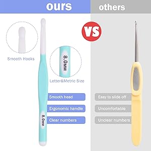 Crochet Hooks 4 pcs Large Sizes Crochet Hooks Ergonomic Crochet Needles Set (8mm / 10mm / 12mm / 15mm)
