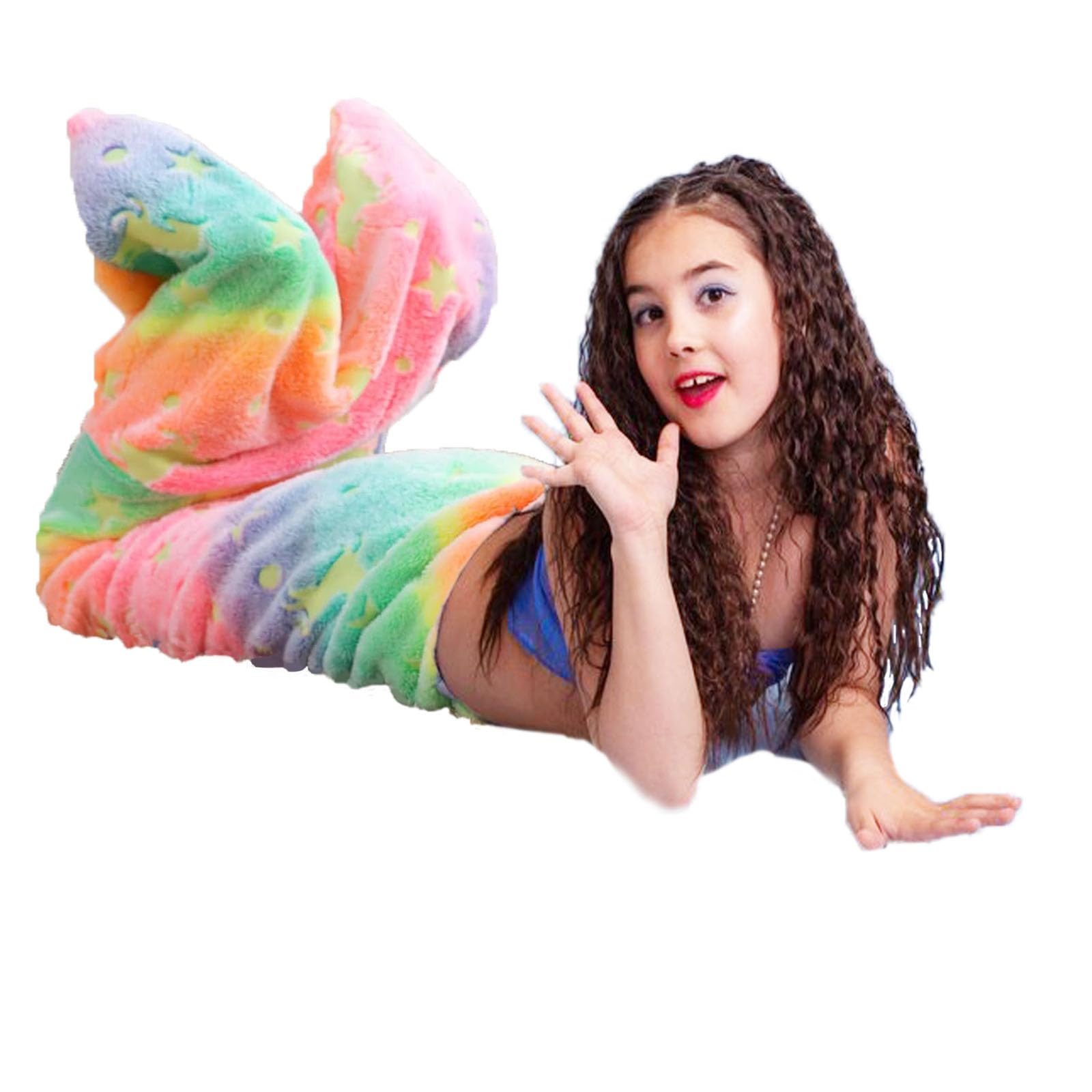 sanvpwsan Mermaid Tail Blanket for Kids Glow in The Dark Mermaid Blanket Tail for Girls Wearable Soft Flannel Fleece Sleeping Bag Blankets