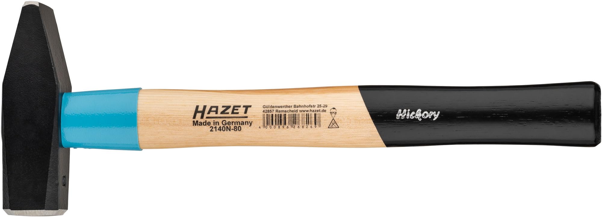 HAZET Młotek ślusarski BluGuard 2140N-80, długość 350 mm, głowica młotka 800 g, ze śrubą klinową dla najwyższego bezpieczeństwa, wysokiej jakości stal i ergonomiczny uchwyt