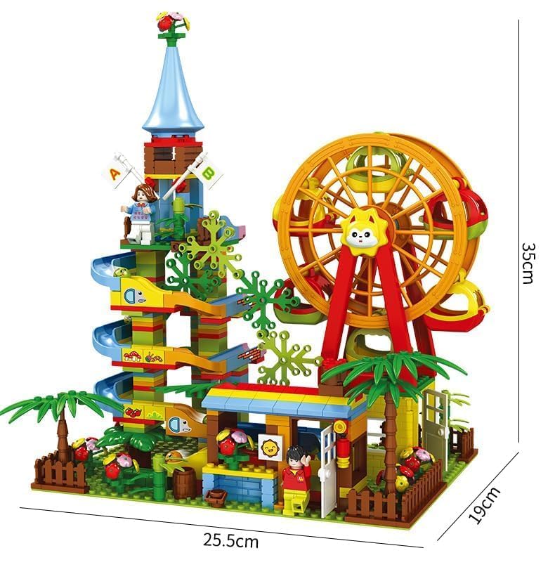 EXOMOON Playground Colourful Slide Amusement Park with Ferris Wheel Building Blocks Brick Set DIY Assembled Toys 469 pc 1