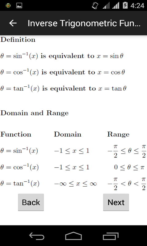 Trigonometry Formulas - App on Amazon Appstore