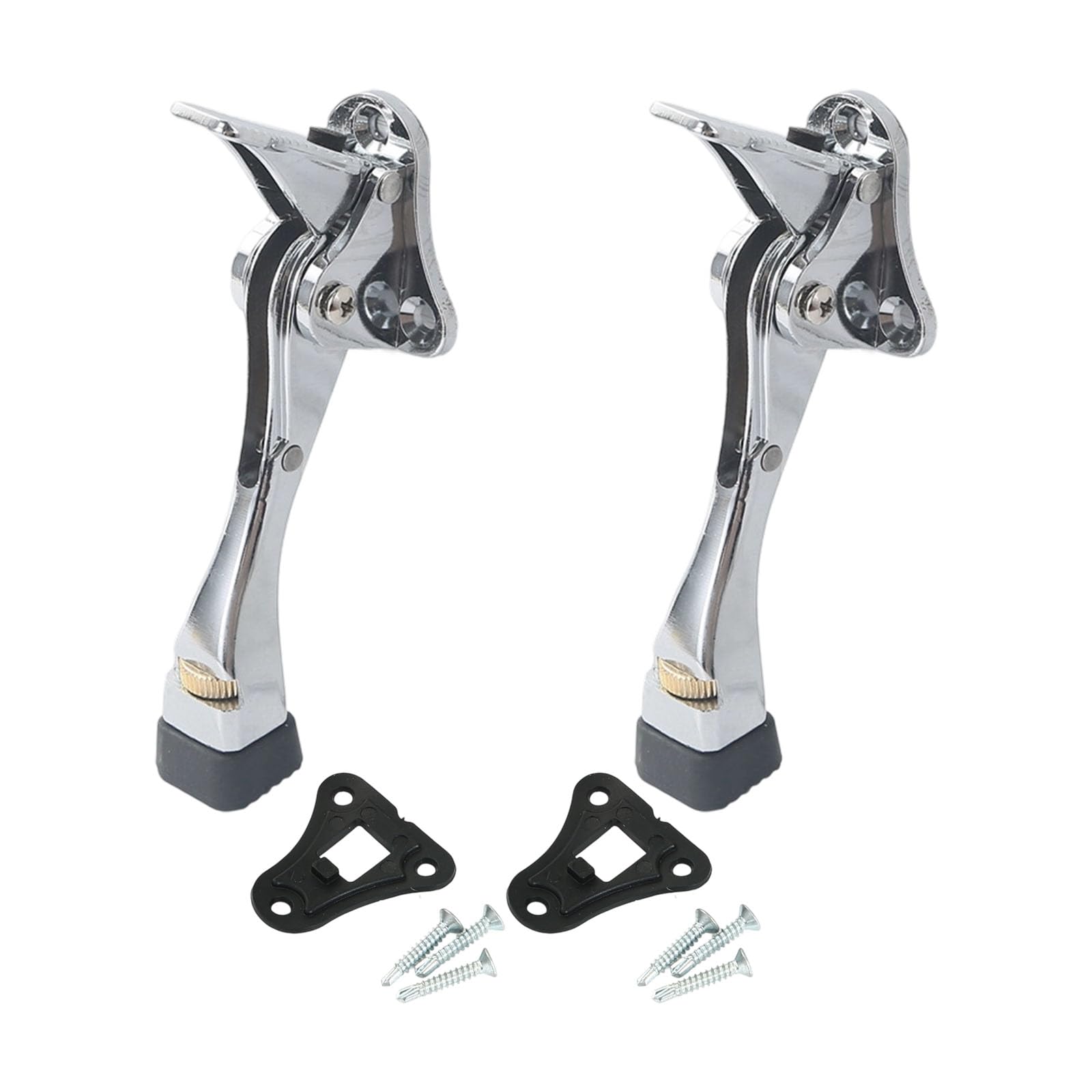 2Pcs Adjustable Door Holder with Nonslip Rubber Tip Kick Down Doorstop Metal Door Stop Wall Protector Kickdown Stop