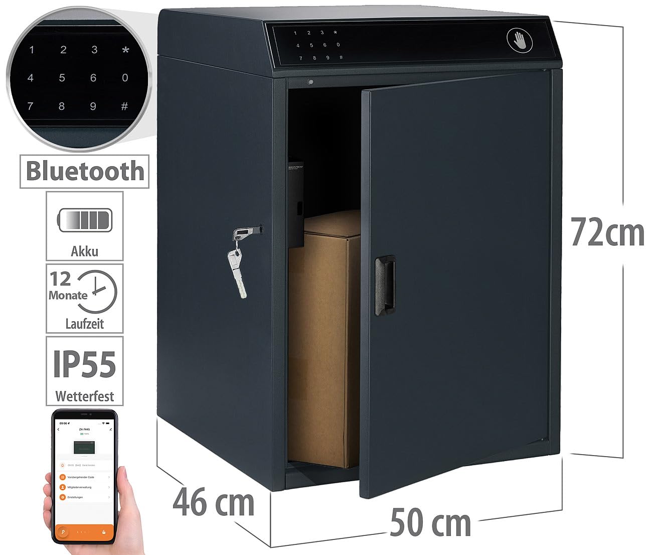 Boîte aux lettres connectée pour colis 46 x 72 x 50 cm avec passerelle réseau [AGT]