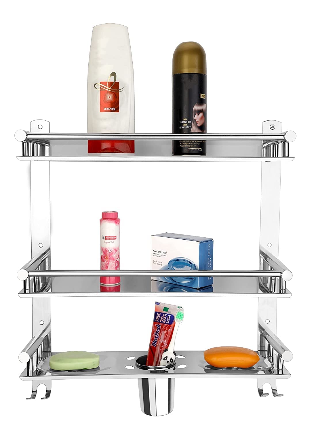 CSI INTERNATIONAL Stainless Steel 3 Layer Multipurpose Use Shelf Organizer Bathroom Shelf and Rack with Double Soap Dish and Toothbrush Holder Soap Holder (16 x 5 x 19 inch) (B0C1CT2WTD) Amazon Price History, Amazon Price Tracker