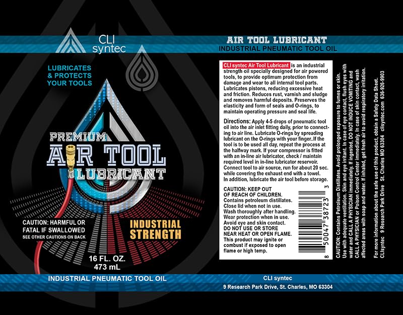 Miniatura 2 de CLIsyntec Lubricante para herramientas neumáticas - Aceite industrial prémium para herramientas neumáticas (16 onzas)