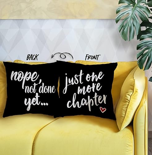 Miniatura 3 de Znzd Just One More Chapter Nope Not Done Yet - Funda de almohada negra, decora la sala de lectura, club de libros, amantes de la lectura,